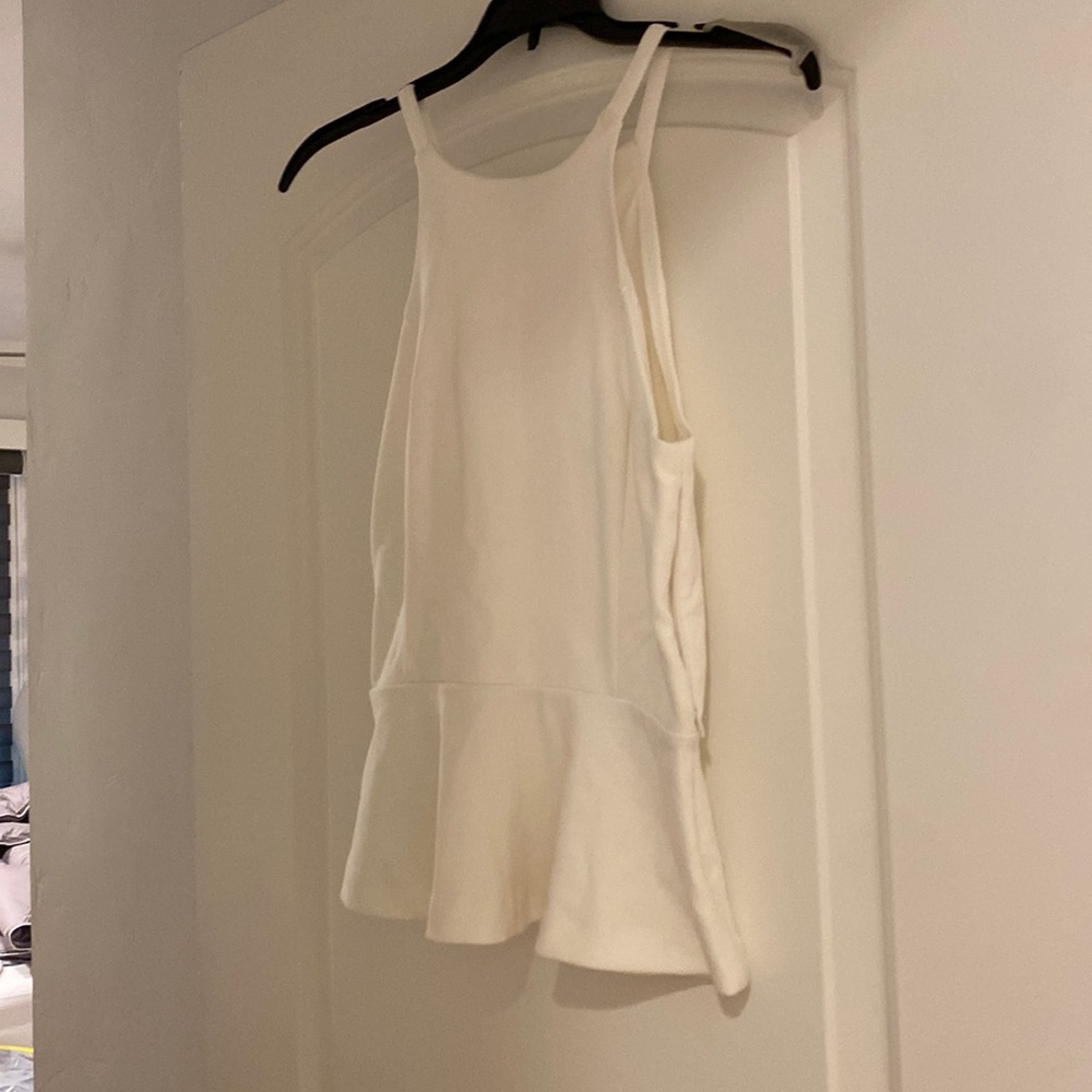 Stretch peplum white top